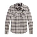 Women's Retro Script Font Flannel Shirt - YD Plaid - L: 