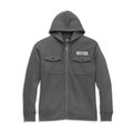 Men's Stacked Logo Chest Pocket Zip Front Hoodie - L: 