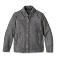 Men's Gas & Oil Leather Jacket - Washed Black - L: 