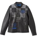 Men's Blue Steel Convertible Leather Jacket - 3XL: 