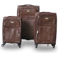 Roller Luggage Trolley Bag Textured Pattern - Dark Brown Patches (3 Piece) (PU Leather) - Only Available to deliver to Major...
