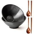Chenshia 2-Pack Ceramic Ramen Bowls with Chopsticks - Microwave Safe - Black: 