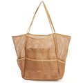 Chenshia Packable Mesh Beach Bag - Tote with Zippered Inner Pocket - Brown: 