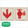 Parrot Photoluminescent 190mm Safety Sign - F15 - Arrow Down + Fire Hydrant: 
