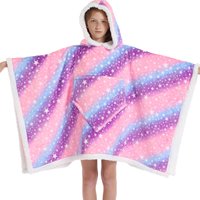 Iconix Kids 2-in-1 Hooded Poncho Blanket (Pink & Blue): 