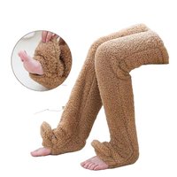 Iconix Fluffy Thigh-High Leg Warmer Socks (Brown): 