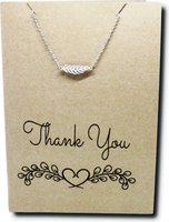 CRCS -Stainless Steel Necklace On Card-Feather & Thank you: 