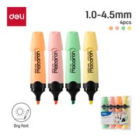 Deli 4-Piece Pastel Macaron Highlighter Set (Assorted Colours): 