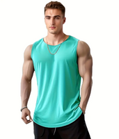 Rejuvist Fitness Men's Cut Out Back Tank Top (Turqoise)(Small): 