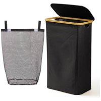 Chenshia Laundry Basket with Lid, Narrow Laundry Hamper with Removable Bag - Onyx: 