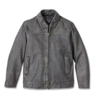 Men's Gas & Oil Leather Jacket - Washed Black - 2XL: 