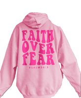 Faith Over Fear Print Kangaroo Pocket Hoodie (Large): 