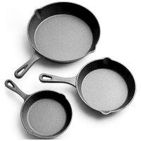 Chenshia Cast Iron Crockery Skillet Pan Set, Saute Fry Pan Kitchen Cookware: 