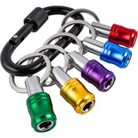5pc Quick Release Bit Holder Set On Carabiner Clip: 