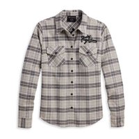 Women's Retro Script Font Flannel Shirt - YD Plaid - S: 