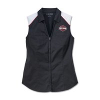 Women's Liberty Sleeveless Zip Front Shirt - Colorblocked - Black Beauty - L: 