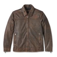 Men's Gas & Oil Leather Jacket - Brown Leather - 2XL: 