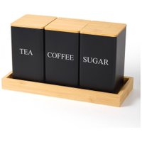 Chenshia Tea & Coffee Organizer - 3 Pieces with Tray - Ebony: 