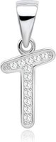 Dhia Jewellery S925 Sterling Silver Alphabet Pendant with Swarovski Zirconia (Letter T): 