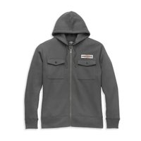 Men's Stacked Logo Chest Pocket Zip Front Hoodie - S: 