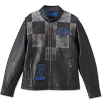 Men's Blue Steel Convertible Leather Jacket - XL: 