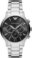 Emporio Armani Men's Giovanni Silver Round Stainless Steel Watch: 