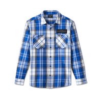 Men's Stacked Bar & Shield Long Sleeve Plaid Shirt (S): 