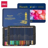 Deli Finenolo Watercolour Coloured Pencils Set (48 Colours) - in Metal Case: 