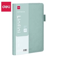 Deli A5 Leather-Cover Notebook (Green)(210 x 143mm)(144 Sheets): 