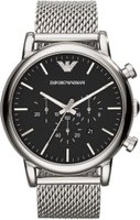 Emporio Armani Men's Luigi Silver Round Stainless Steel Mesh Watch: 