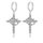 Rotating Crown Cross Drop Dangle Earrings - Silver: 
