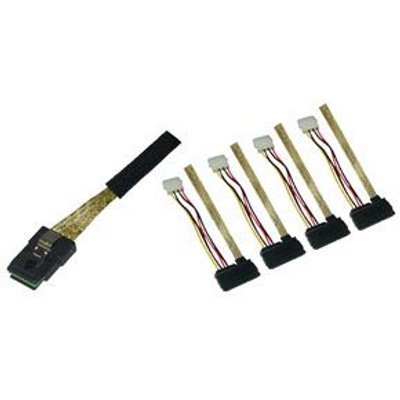 Lindy Mini-SAS to 4 x SAS & 4 x 5.25 Power Cable (1m) Image