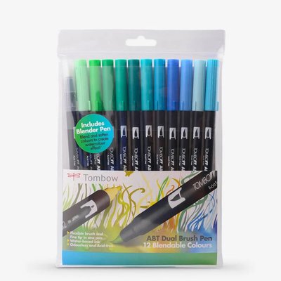 Tombow Art Dual Blendable Brush Pen Set - Ocean Colours (Set of 12) Image