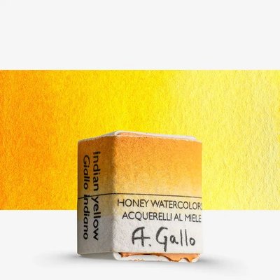 A.Gallo Handmade Watercolour Paint - Indian Yellow (Half Pan) Image