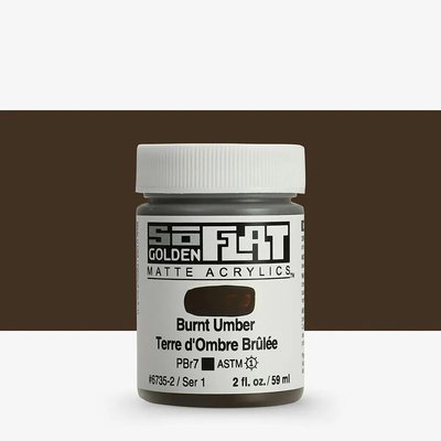 Golden SoFlat Matte Acrylic Paint - Burnt Umber (59 ml) Image