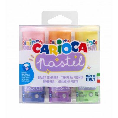 Carioca Pastel Ready-Mixed Tempera Paint Set (6 Jars)(25 ml) Image