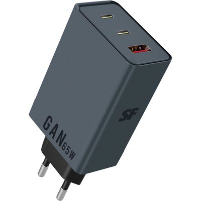 Dual Type-C & USB-A Ports Fast Charge Wall Adapter (65W)(GaN ) Image