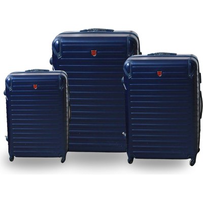 Roller Luggage Trolley Bag - Dark Blue (3 Piece) (Hard Plastic) Image