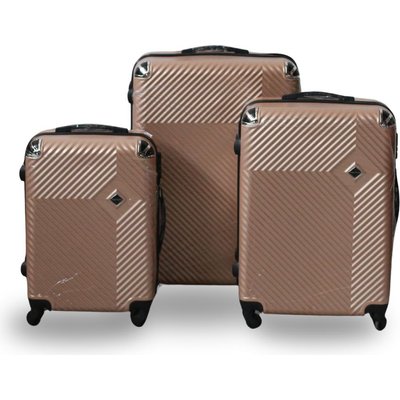 Roller Luggage Trolley Bag Diamond Pattern - Light Brown (3 Piece) (Hard Plastic) Image