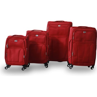 Roller Luggage Trolley Bag - Red (4 Piece) (Plain Canvas) Image