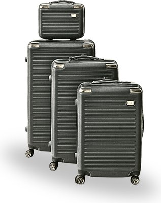 Roller Luggage Trolley Bag Textured Pattern (Lines)  -  Dark Grey (4 Piece) (Hard Plastic) Image