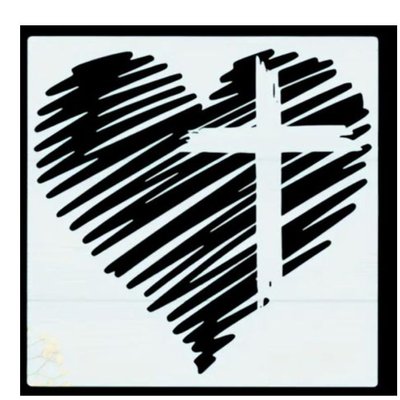 Heart And Cross Stencil - 30 x 30 cm Image