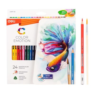 Deli Watercolour Triangular Coloured Pencil Set (24 Colours) Image