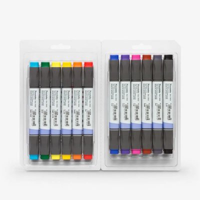 Kuretake Zig Kurecolor Twin Tip WS Marker Set - Basic Colours (12 Colours) Image