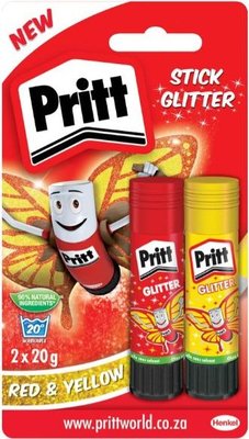 Pritt Bulk Glitter Glue Sticks (2 x 20g x 12)(Red & Yellow) Image