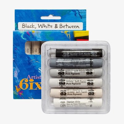 Art Spectrum Black, White & Between Soft Pastel Set (6 Colours) Image
