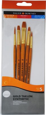 DR. Simply #2 Gold Taklon Acrylic Brushes (5 Pack) Image