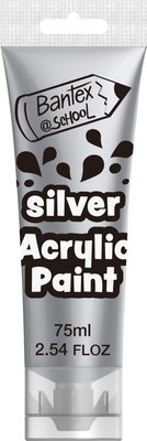 Bantex @School Acrylic Paint - Metallic Silver (75ml) Image