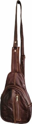 Lebocode Vintage Leather Crossbody Sling Bag with Elegant Zippered Pockets Image