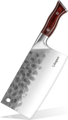 Lifespace 7.8" Blade Square Meat Cleaver with Hole & Pakkawood Handle Image